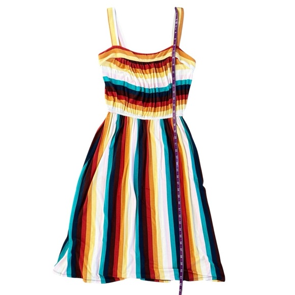 ModCloth vintage Striped Dress women’s sz Medium multicolor stretchy boho flowy - Picture 8 of 12